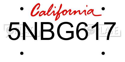 5NBG617 California License Plate