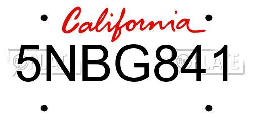 5NBG841 California License Plate
