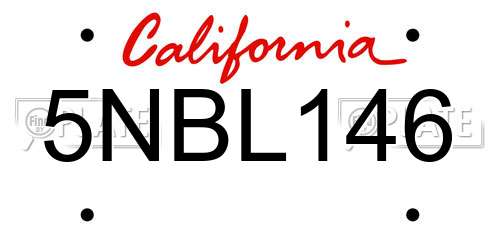 5NBL146 California License Plate