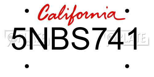 5NBS741 California License Plate