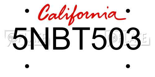 5NBT503 California License Plate