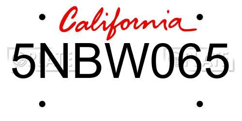 5NBW065 California License Plate
