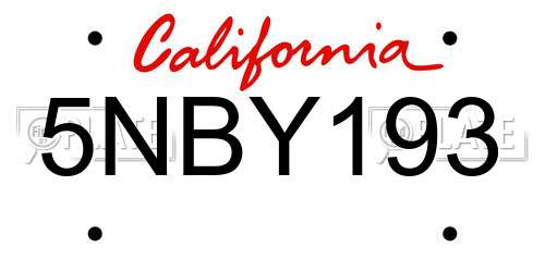 5NBY193 California License Plate