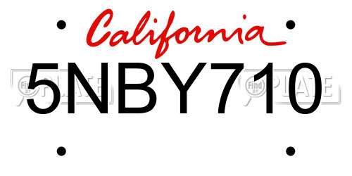 5NBY710 California License Plate