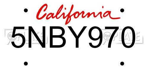 5NBY970 California License Plate