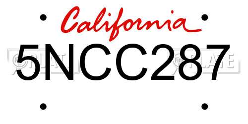 5NCC287 California License Plate
