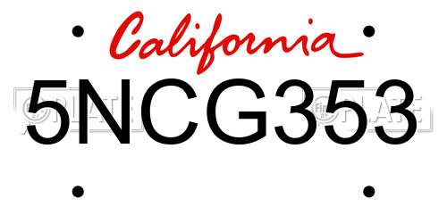 5NCG353 California License Plate
