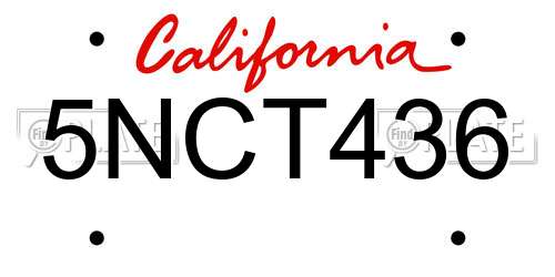 5NCT436 California License Plate