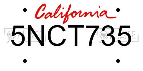 5NCT735 California License Plate