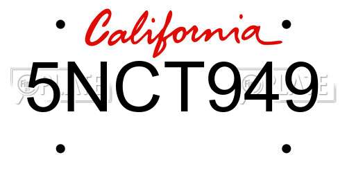 5NCT949 California License Plate