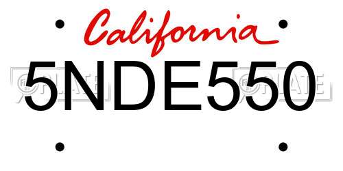 5NDE550 California License Plate