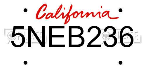 5NEB236 California License Plate