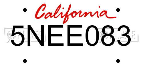 5NEE083 California License Plate