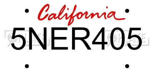 5NER405 California License Plate