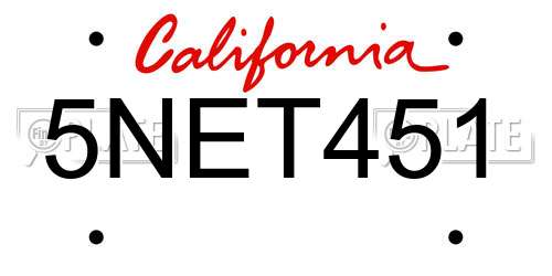 5NET451 California License Plate