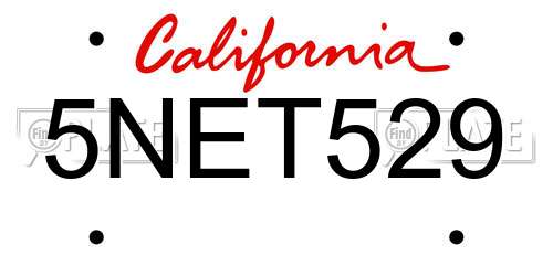 5NET529 California License Plate
