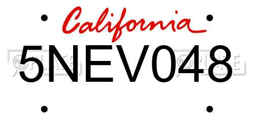 5NEV048 California License Plate