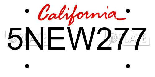 5NEW277 California License Plate