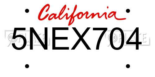 5NEX704 California License Plate