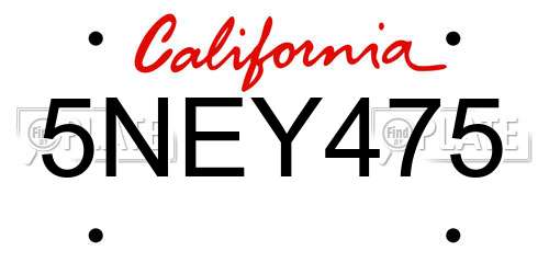 5NEY475 California License Plate
