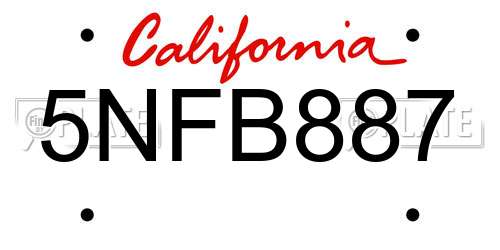 5NFB887 California License Plate