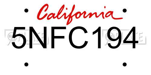 5NFC194 California License Plate