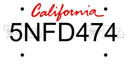 5NFD474 California License Plate