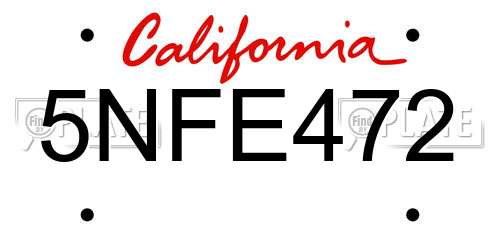 5NFE472 California License Plate