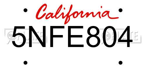 5NFE804 California License Plate