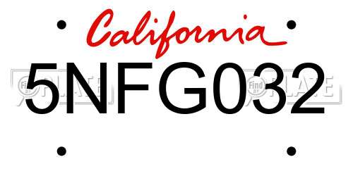 5NFG032 California License Plate