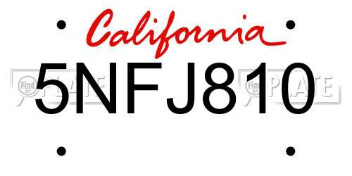 5NFJ810 California License Plate