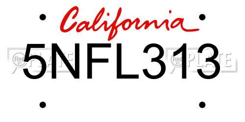 5NFL313 California License Plate