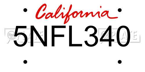 5NFL340 California License Plate