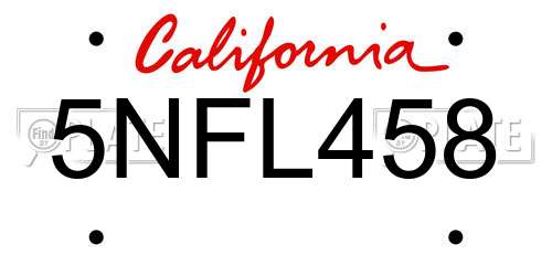 5NFL458 California License Plate