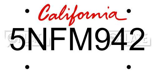 5NFM942 California License Plate