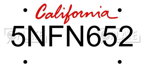 5NFN652 California License Plate