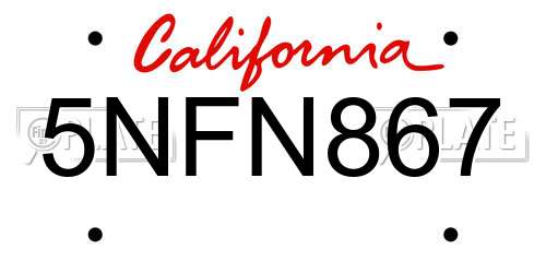 5NFN867 California License Plate