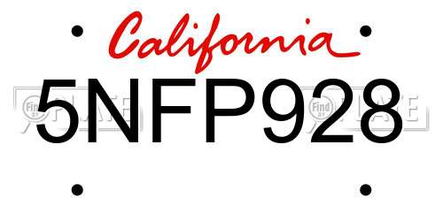 5NFP928 California License Plate