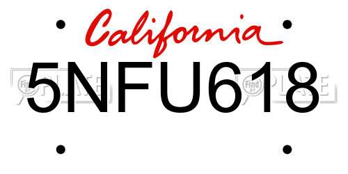 5NFU618 California License Plate