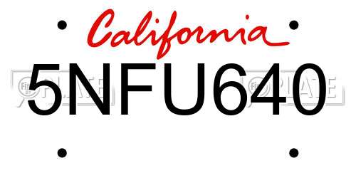 5NFU640 California License Plate