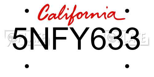 5NFY633 California License Plate