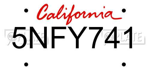 5NFY741 California License Plate