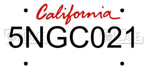 5NGC021 California License Plate