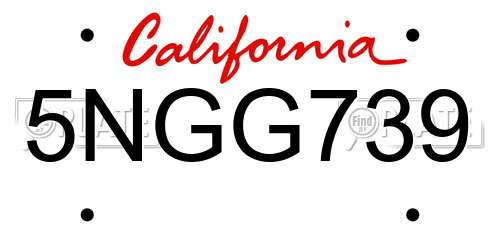 5NGG739 California License Plate