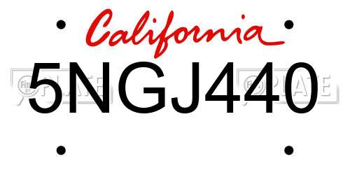 5NGJ440 California License Plate