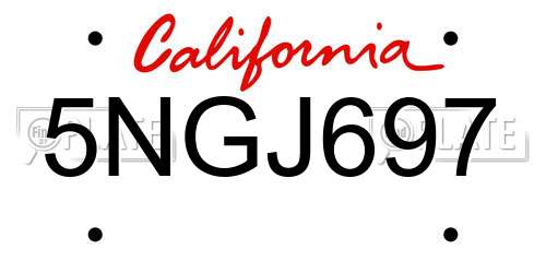5NGJ697 California License Plate