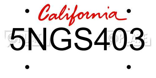 5NGS403 California License Plate