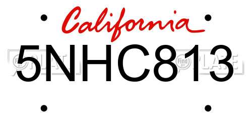 5NHC813 California License Plate