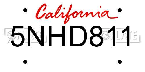 5NHD811 California License Plate