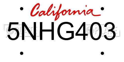 5NHG403 California License Plate